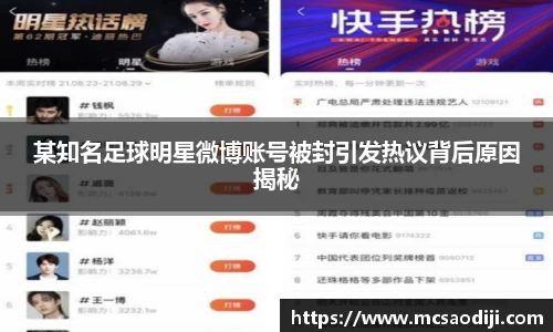 某知名足球明星微博账号被封引发热议背后原因揭秘